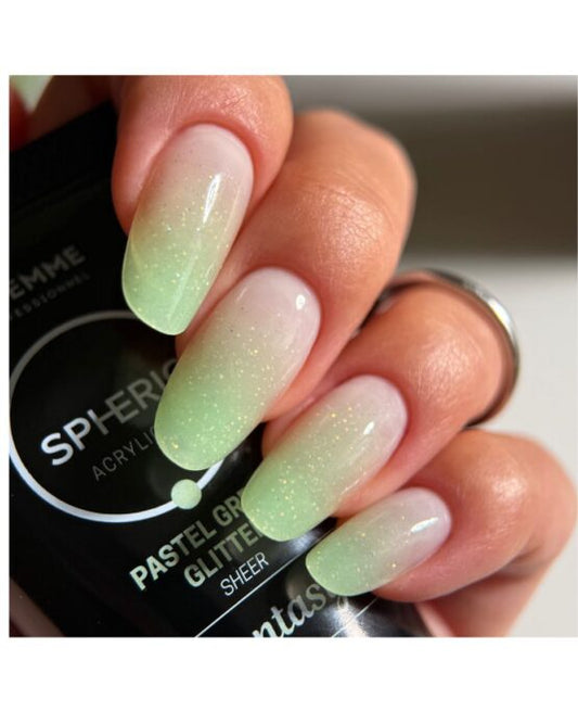 Gel acrílico Spheric™ 30 g – Purpurina verde pastel – Fantasía