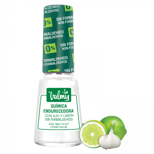 Endurecedor de Uñas Valmy Química Endurecedora con Ajo y Limón Libre de Formaldehido (14 ml)